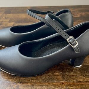 BALERA Character Tap Shoes Adult Size 5M Blk 1.5" Heel B130 Buckle Strap Dance